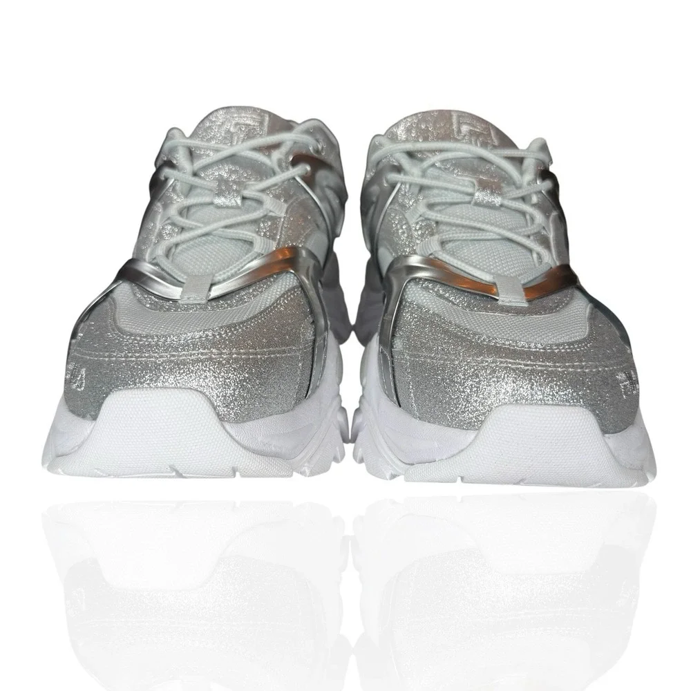 New Fila Women's 10‎ Electrove 2 Sneakers Silver Sparkle Glitter Metallic Chunky